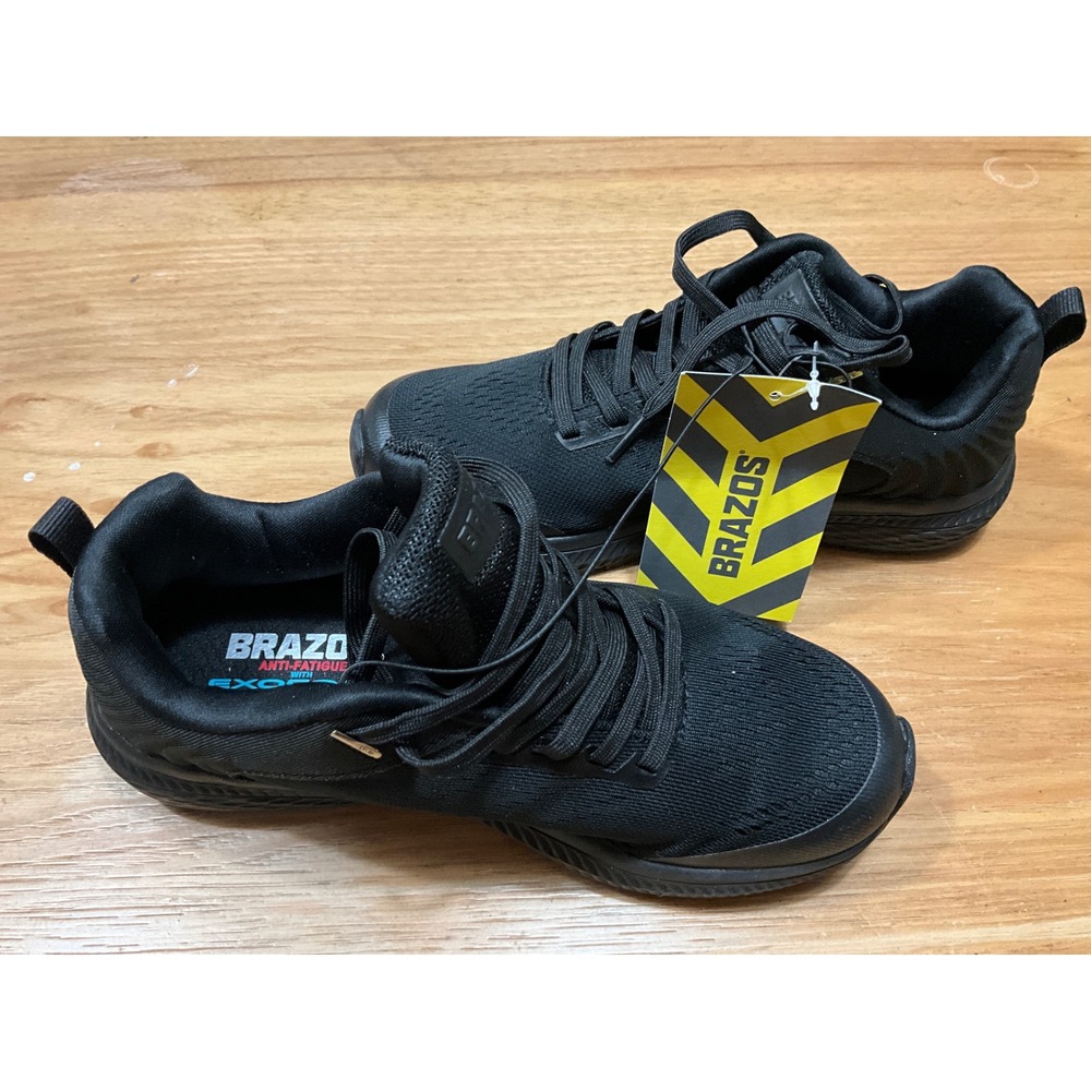 Brazos Womens 6B Black Slip Resistant Work Shoes Anti-Fatigue Exo-Foam 175064